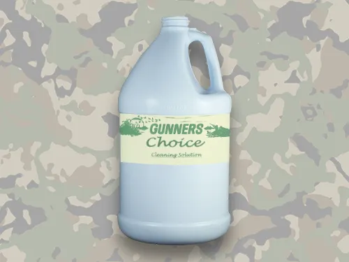 Bottle of Gunners Choice cleaning solution for feathers and fur